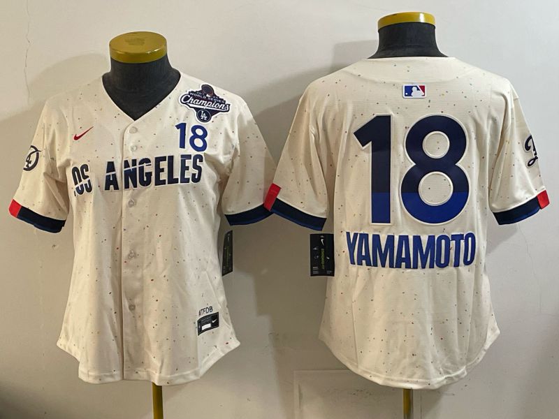 Women Los Angeles Dodgers #18 Yamamoto Cream 2026 Nike Game MLB Jersey 001